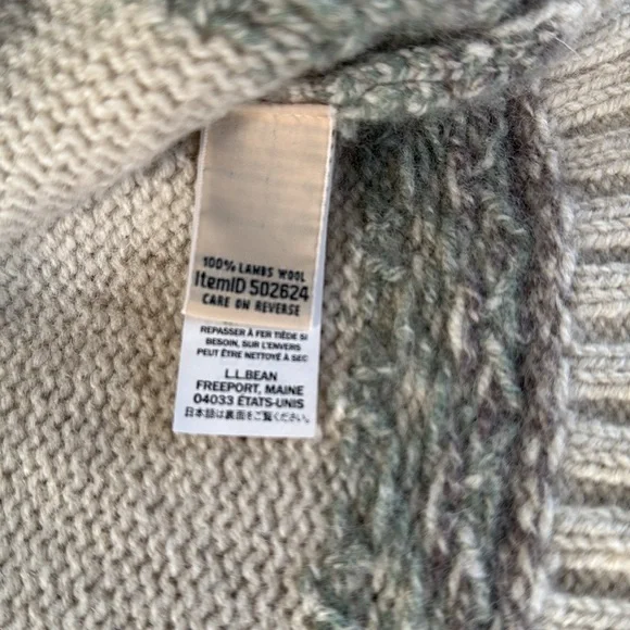 LL Bean Classic Heritage Fair Isle Cream Gray 100% Lambs Wool Women’s Sweater M - Picture 8 of 17